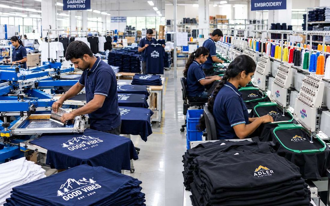 Garment printing and embroidery departments
