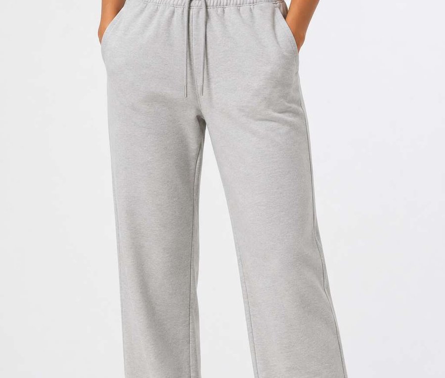 Wide leg track pants in marl grey